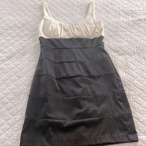 Black white satin dress. Size 7/8.